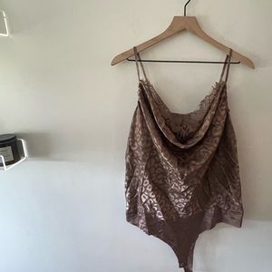 Brand New Bodysuit w/Light Cheetah Print & Lace